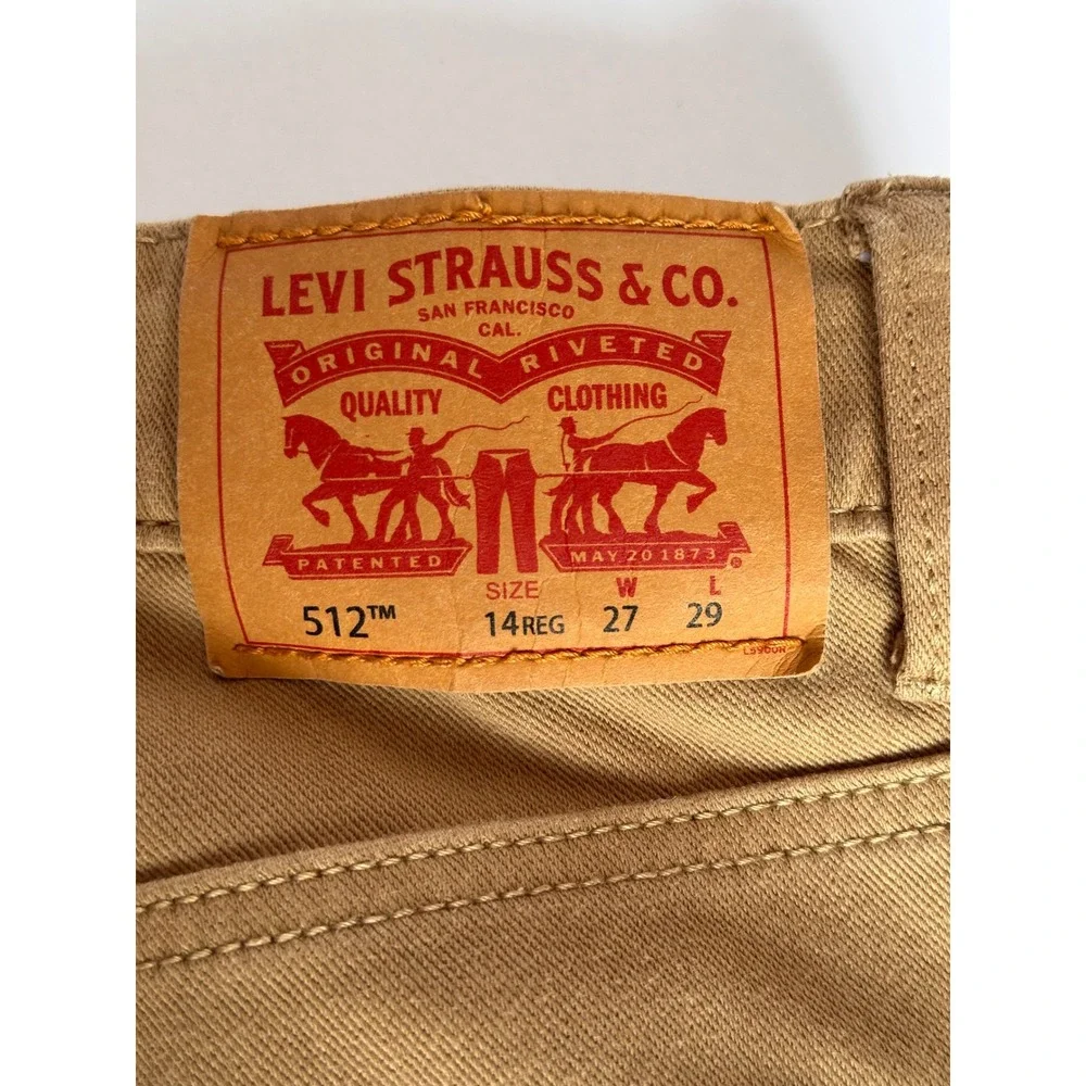 Levi's 512 Slim Taper Fit‎ Boys Pants Khaki Size 14 REG Adjustable Waist
